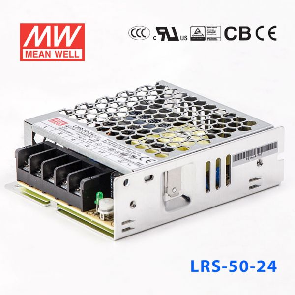 明纬电源LRS-50-24 52.8W 24V 2.2A单路输出超薄型低空载损耗明纬开关电源